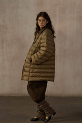 Cozy Collarless Quilted Down Jacket