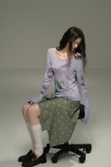 Slanted Neckline Long Sleeve T-Shirt