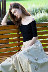 Off-Shoulder Slim Knit Top