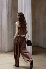 Pleated Wide-Leg Casual Pants