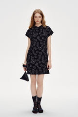 Asymmetric Button Stand Collar Mini Dress