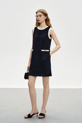 Contrast Back Bow Short Dress