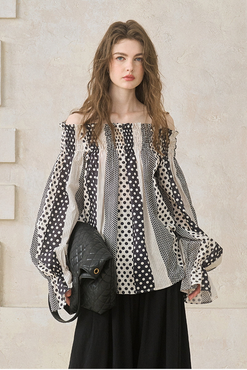 One-Shoulder Flared Sleeve Top