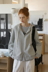 Check Patchwork Hooded Sweatshirt Jacket