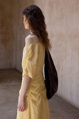 Crumpled Pleated One-Shoulder Maxi Dress