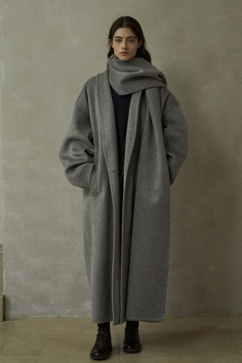 Oversized Tweed Wool Scarf