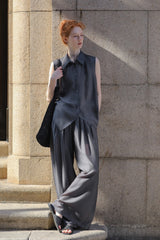 Sleeveless Pleated Shirt Top