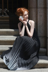 Gradient Pleated Halterneck Dress
