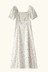 Square Neck Waist Cinch Floral Dress