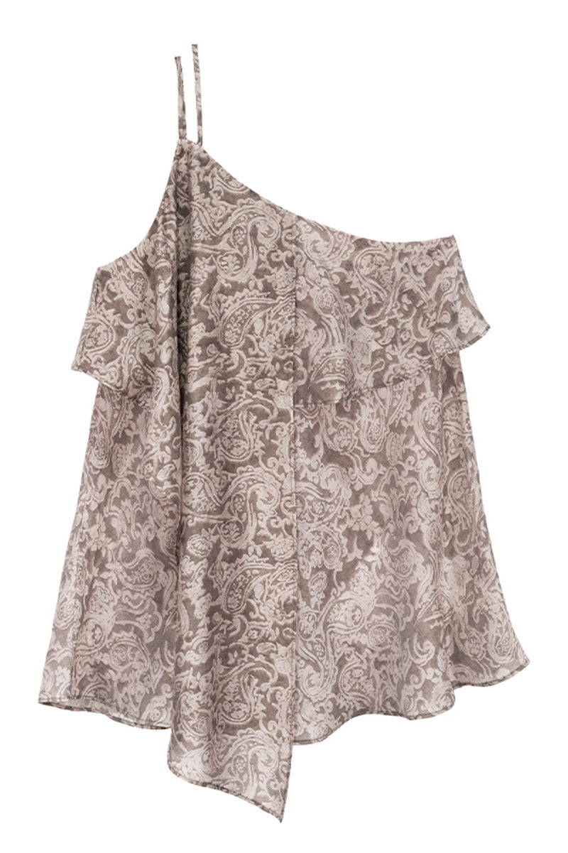 Irregular Strap Ruffle Top