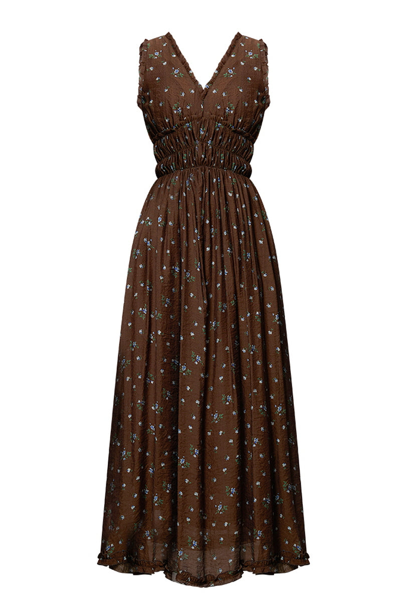 Cinched Waist V-Neck Tea Dress