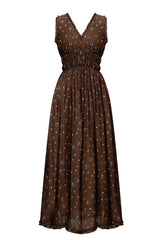 Cinched Waist V-Neck Tea Dress