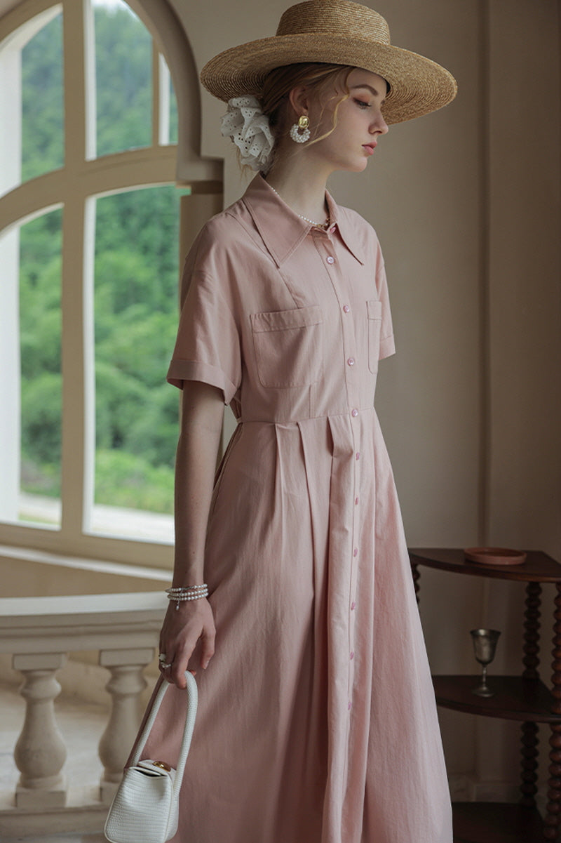 Strappy Waist Shirt Midi Dress