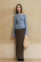 Slouchy Streamer Off Shoulder Knit Top