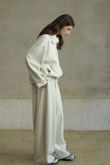 Floral-Texture Airy Slacks