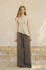Asymmetrical Draped Pleated Knit Vest