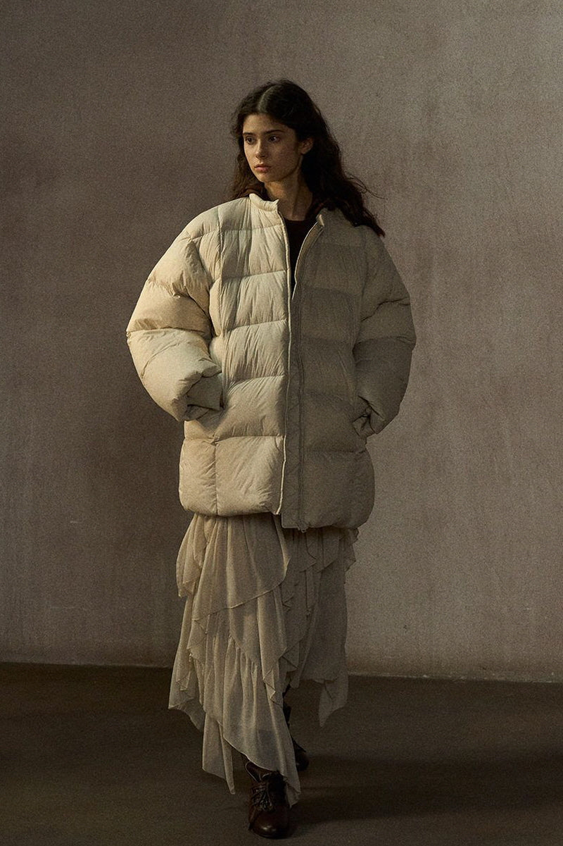 Quilted Crew Neck Down Jacket