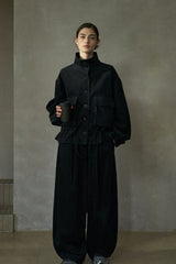 Stand-Up Collar Drawstring Short Jacket