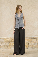 Ruffle Halterneck Backless Vest