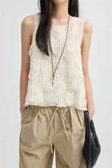 Three-Dimensional Hollow Embroidery Sleeveless Top