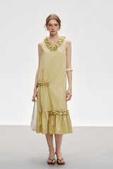 Three-Dimensional Flower Sleeveless Dress