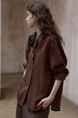 Loose Textured Long-Sleeve Shirt