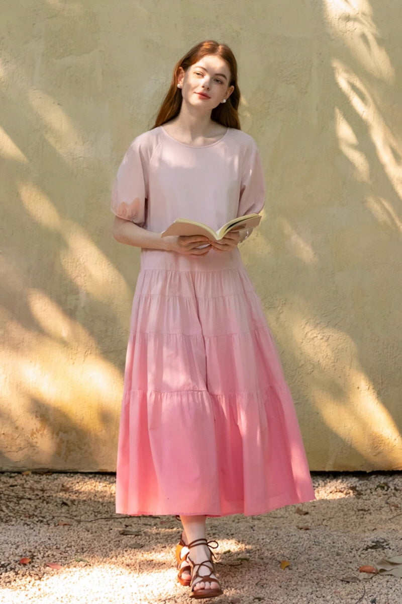 Lazy Gradient Pink Cake Dress