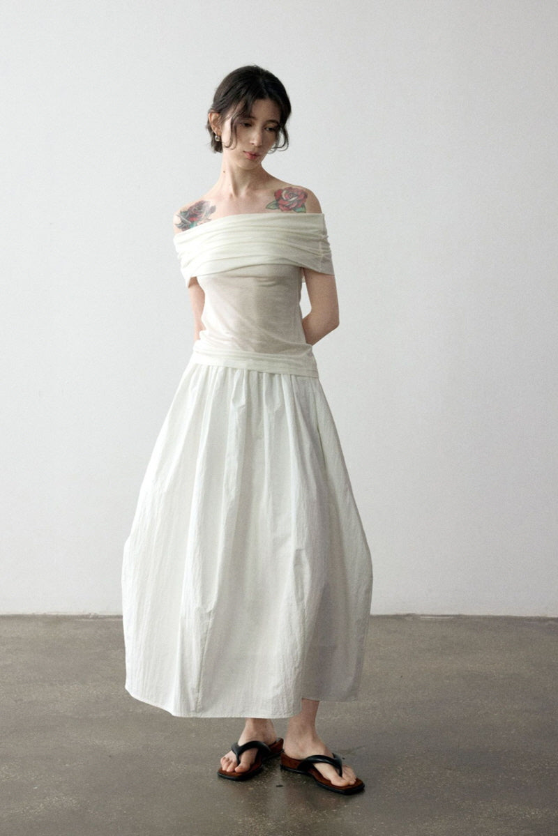 Draped Off-Shoulder Slim Top