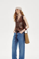 Three-Dimensional Embroidery V-Neck Vest Top