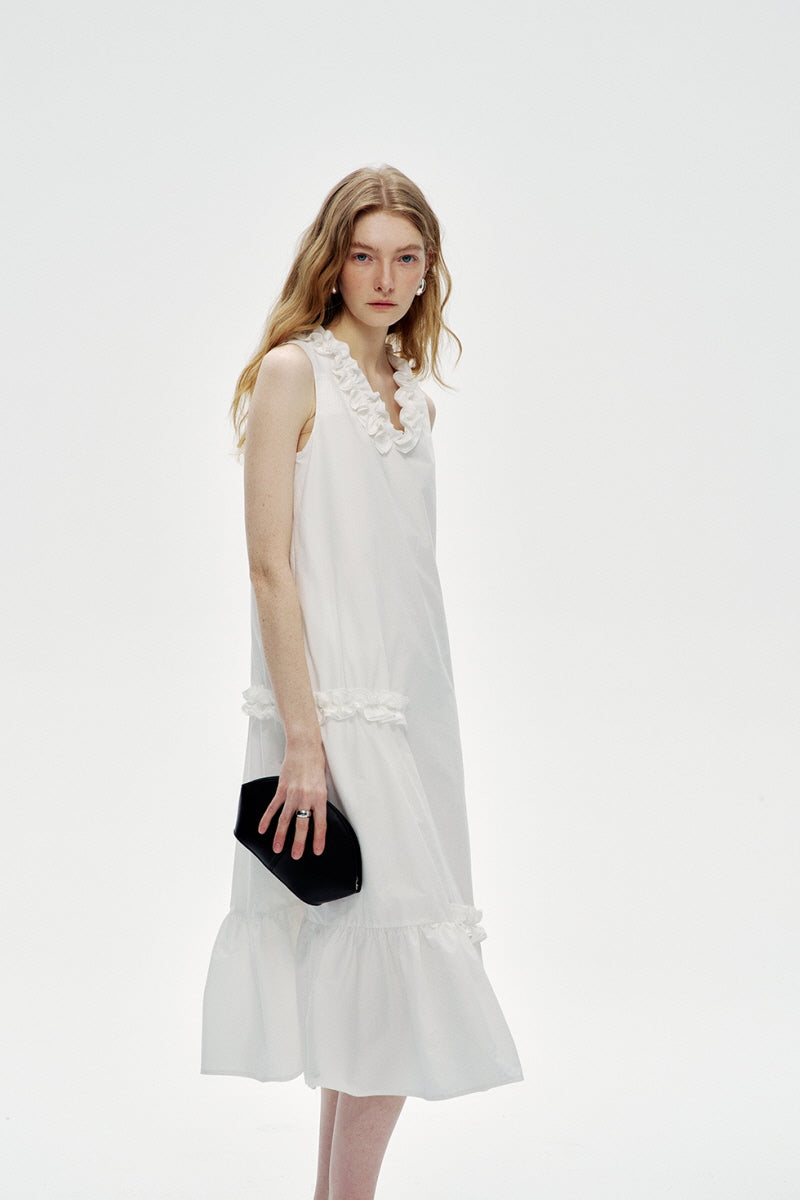 Three-Dimensional Flower Sleeveless Dress