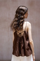Pleated Suspender Backless Top