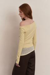 Asymmetric Waist Lace Panel Knit Top
