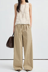 Three-Dimensional Hollow Embroidery Sleeveless Top