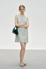 Asymmetric Jacquard Sleeveless Dress