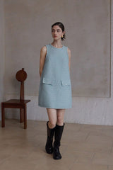 Raw Edge Crew Neck Dress