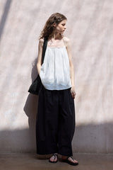 Pleated Suspender Backless Top
