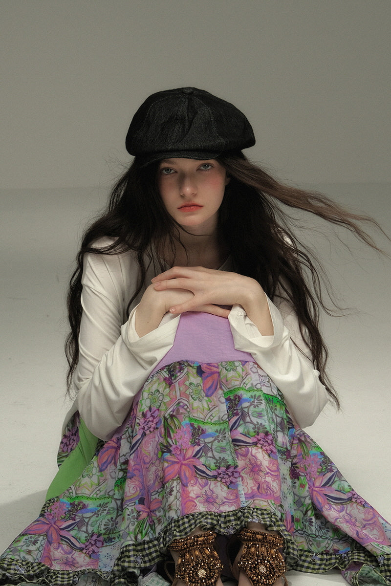 Layered Patchwork Vintage Long Skirt