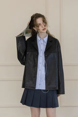 Suit Collar Loose Casual Black Jacket