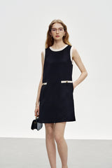 Contrast Back Bow Short Dress