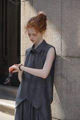 Sleeveless Pleated Shirt Top