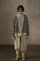 Oversized Fair Isle V-Neck Cardigan