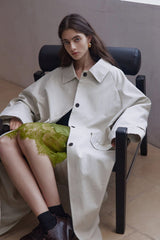 Textured Tunic Long Trench Coat