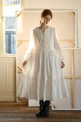 Tie-Waist Cake Hem Long Sleeve Dress