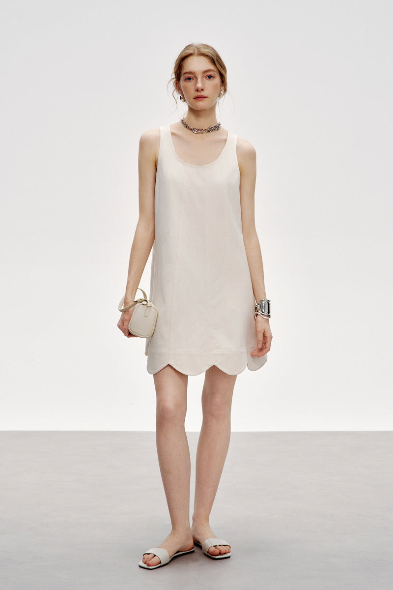 Petal Hem Sleeveless Vest Dress