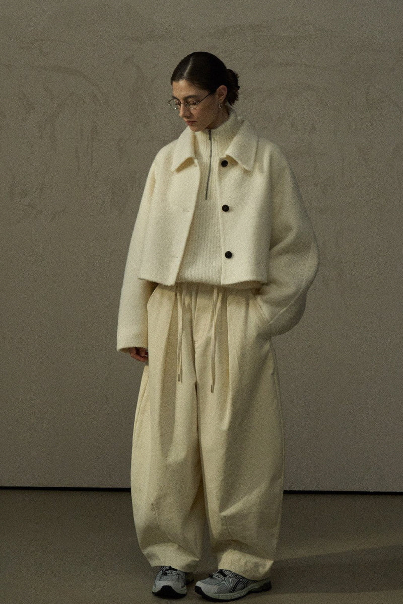 Drawstring Loose-Leg Slacks