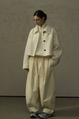 Drawstring Loose-Leg Slacks