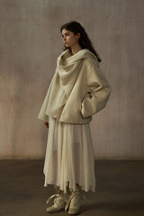 Asymmetric Scarf Collar Reversible Jacket