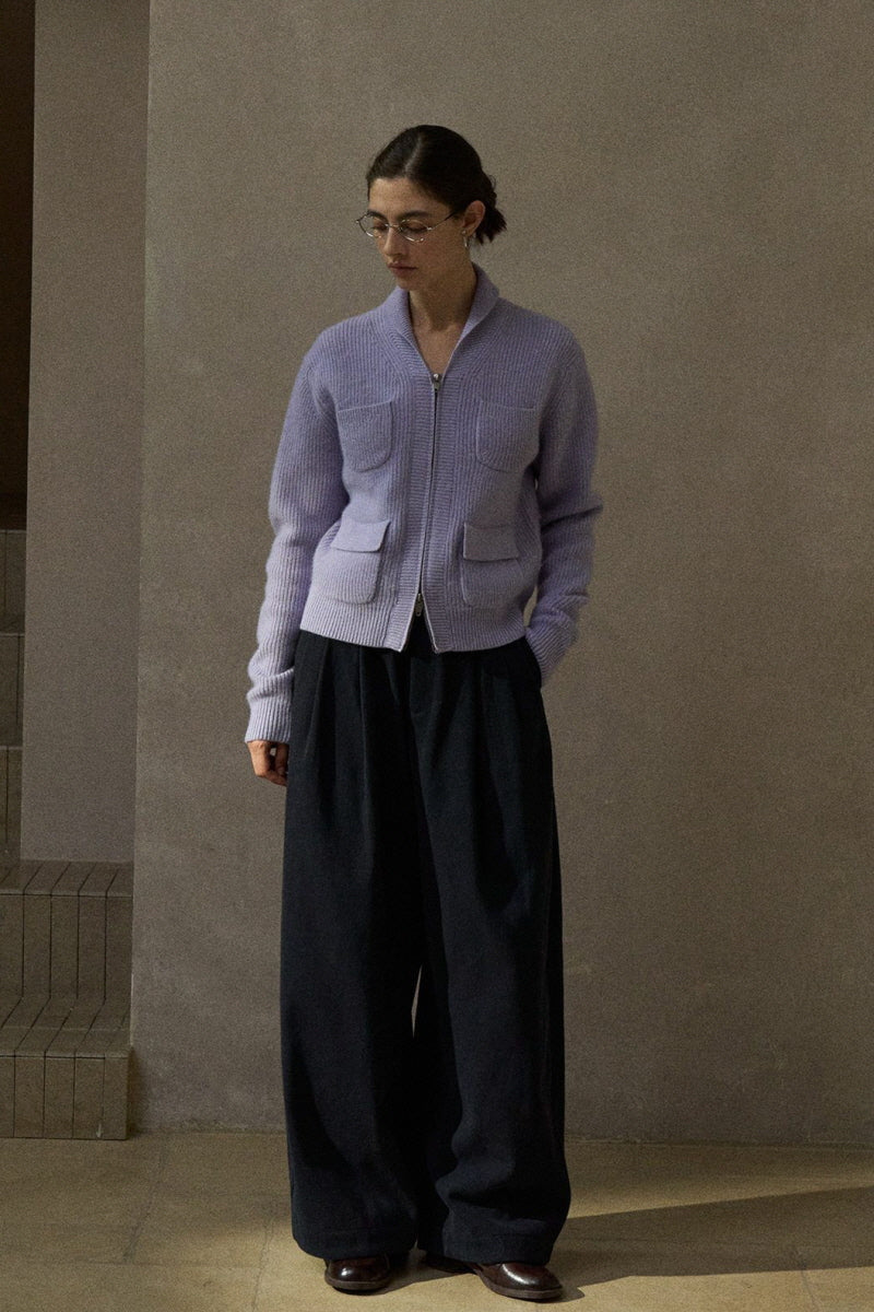 Four-Pocket Ribbed Cardigan