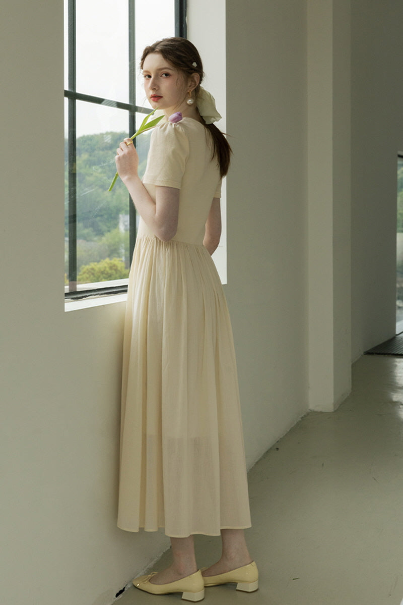 French Vintage U-Neck Slim Dress