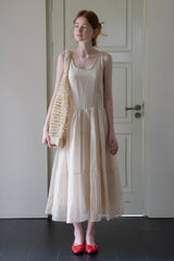 Lace Cut-Out U-Neck Loose A-Line Dress